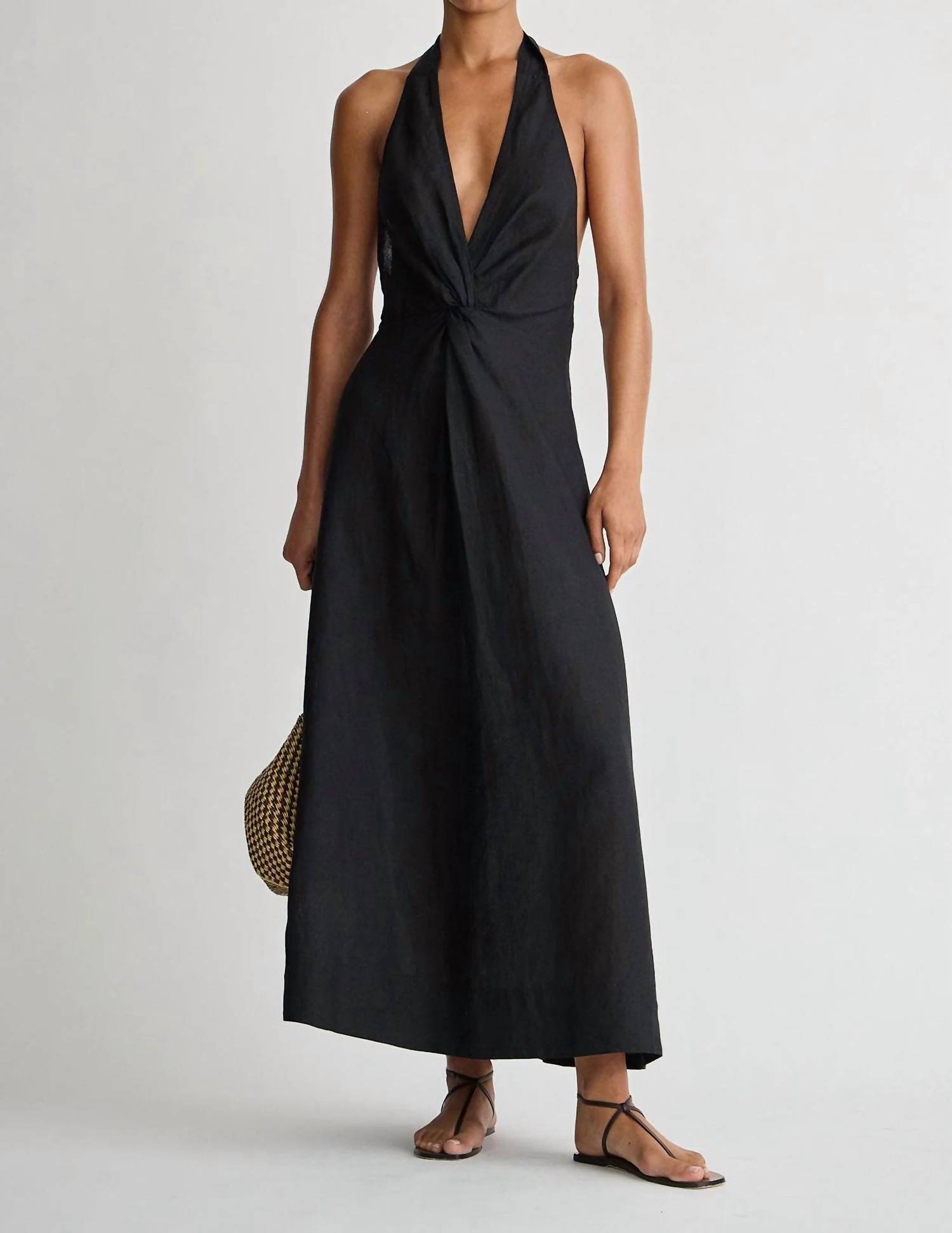 New Apiece Apart Salome Halter Maxi Dress In Black
